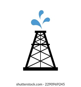 Oil rig flat graphic icon, fuel platform industry tower gas sign, vector illustration .