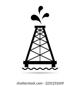Icono de sombra gráfica plana de la plataforma petrolífera, señal de gas de torre de la industria de la plataforma de combustible, ilustración vectorial.