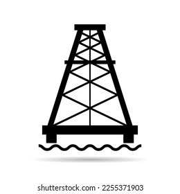 Oil rig flat graphic shadow icon, fuel platform industry tower gas sign, vector illustration .