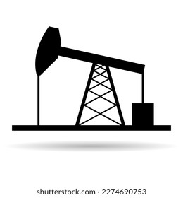 Icono de sombra gráfica plana de la plataforma petrolífera, señal de gas de torre de la industria de la plataforma de combustible, ilustración vectorial.
