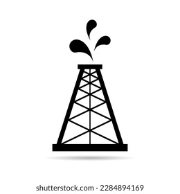 Oil rig flat graphic shadow icon, fuel platform industry tower gas sign, vector illustration .