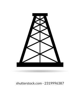 Icono de sombra gráfica plana de la plataforma petrolífera, señal de gas de torre de la industria de la plataforma de combustible, ilustración vectorial.