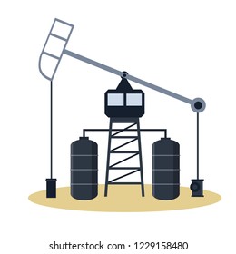 Oil rig. Fuel extraction industry. Petroleum business. Gas storage tanks.
