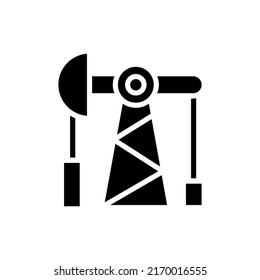 Oil rig glyph icon. Vector solid isolated black illustration.