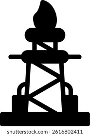 Oil Rig Glyph Vector Icon Design