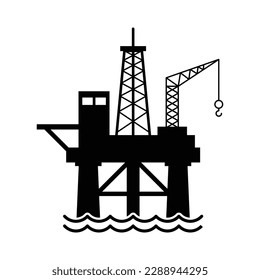 Ölbohrinsel-Ikone-Design, Öl-Offshore-Plattform. einzeln auf weißem Hintergrund. Vektorgrafik