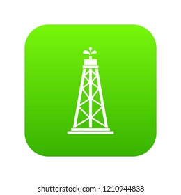 Oil rig icon digital green for any design isolated on white vector illustration