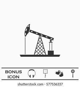 Oil Rig icon flat. Black pictogram on white background. Vector illustration symbol and bonus button