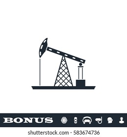 Oil Rig icon flat. Black pictogram on white background. Vector illustration symbol and bonus button