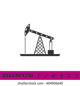 Oil Rig icon flat. Black pictogram on white background. Vector illustration symbol and bonus button