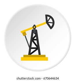 Oil rig icon in flat circle isolated vector illustration for web