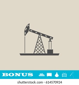 Oil Rig icon flat. Grey pictogram on light background. Vector illustration symbol and bonus button real estate, ottoman, vase, tv, fishing rod