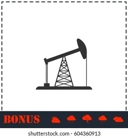 Oil Rig icon flat. Simple vector symbol and bonus icon