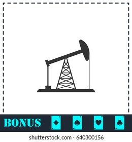 Oil Rig icon flat. Simple vector symbol and bonus icon