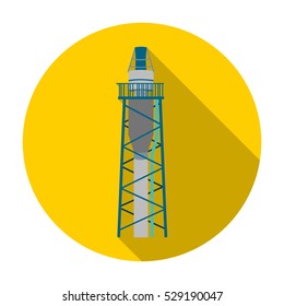 Oil rig icon in flat style isolated on white background. Oil industry symbol stock vector illustration.