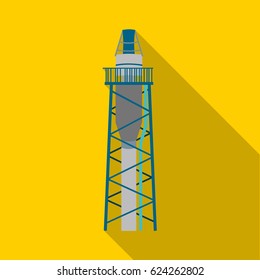 Oil rig icon in flat style isolated on white background. Oil industry symbol stock vector illustration.