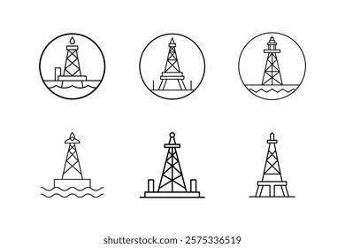 oil rig icon line art vector illustration