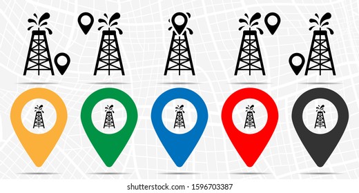 Oil rig icon in location set. Simple glyph, flat illustration element of energy theme icons