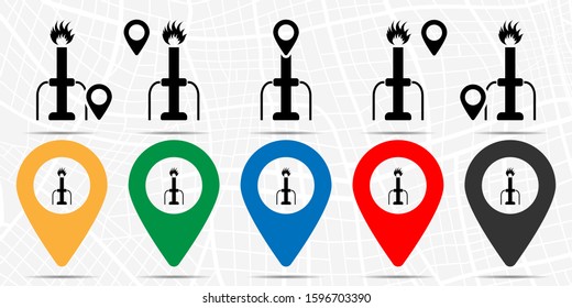 Oil rig icon in location set. Simple glyph, flat illustration element of energy theme icons