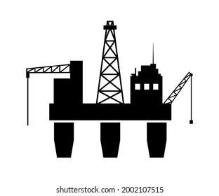 Oil rig icon, offshore oil rig platform sign - vector