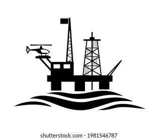 Oil rig icon, oil rig platform sign - vector