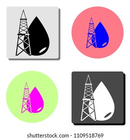 Oil rig icon. simple flat vector icon illustration on four different color backgrounds