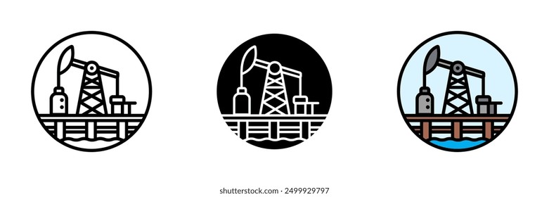 Oil Rig Icon, Structure used for drilling and extracting oil from beneath the earth's surface, crucial for energy production.