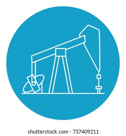 Oil rig icon in thin line style. Exploration and oil production symbol in round frame.