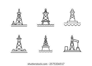 oil rig icon vector line art illustration