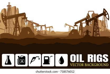 Oil rig industry silhouettes  background,Vector illustration.