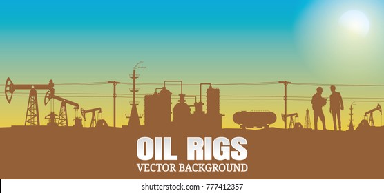 Oil rig industry silhouettes  background,Vector illustration.