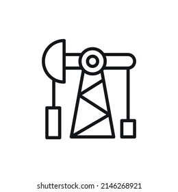Oil rig linear icon. Fuel industry thin line editable stroke illustration. Contour symbol. Vector isolated outline drawing.