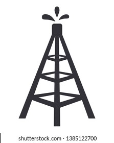 Oil rig mining tower with oil fountain symbol web icon vector illustration