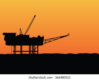 oil rig offshore platform sillhouette concept vector 