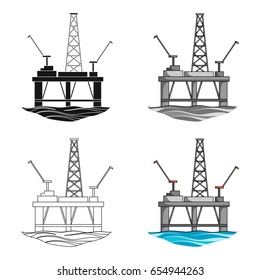 Oil rig on the water.Oil single icon in cartoon style vector symbol stock illustration web.