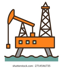 Diseño de Plantilla de Ilustración vectorial de color plano de la compañía de plataformas petrolíferas