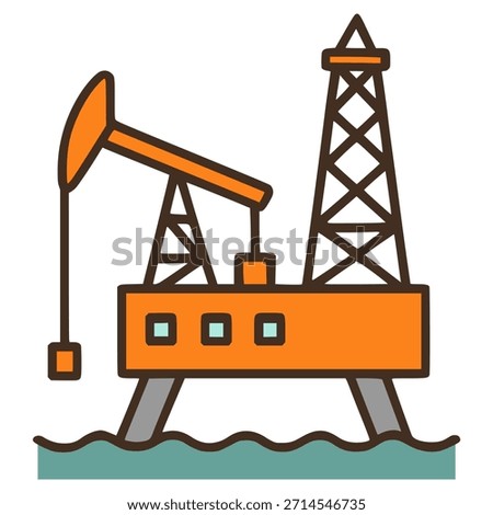 oil rig platform company flat color vector illustration template design