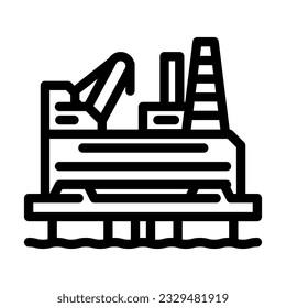 vector de icono de línea de la línea de ingeniería de petróleo de plataforma de plataforma de plataforma petrolífera. señal de ingeniero de petróleo de plataforma petrolífera de plataforma de plataforma de plataforma petrolífera. símbolo de contorno aislado ilustración negra