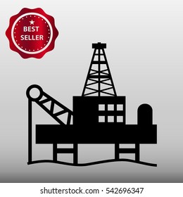 Oil Rig Platform Vector Icon Illustration