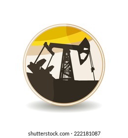 Oil rig or oil pump icon creative design stamp or sign