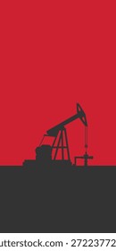 Plano de fundo de abóbada da plataforma de óleo. Indústria petrolífera. Simples banner de silhueta plana. Petróleo bruto
