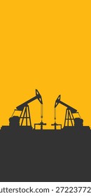 Plano de fundo de abóbada da plataforma de óleo. Indústria petrolífera. Simples banner de silhueta plana. Petróleo bruto