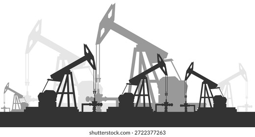Ölplattform Kürbis Hintergrund. Erdölindustrie Einfaches flaches Silhouettenbanner. Rohöl