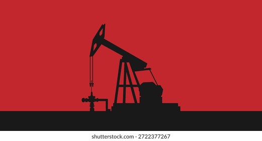 Plano de fundo de abóbada da plataforma de óleo. Indústria petrolífera. Simples banner de silhueta plana. Petróleo bruto