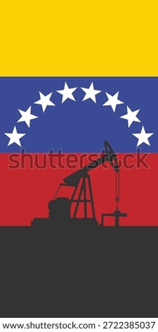 Oil rig pumpjack background. Venezuela petroleum industry. Venezuelan flag. Crude oil