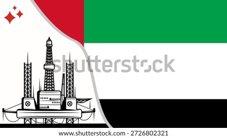 Oil rig pumpjack background.United Arab Emirates petroleum industry.United Arab Emirates flag.Crude oil