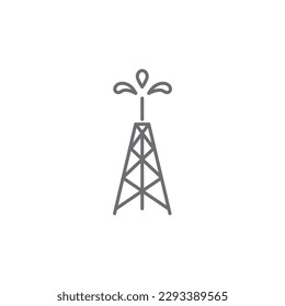 Oil rig related vector linear icon. Isolated on white background. Vector illustration. Editable stroke