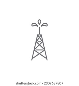 Oil rig related vector linear icon. Isolated on white background. Vector illustration. Editable stroke