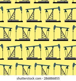 Oil rig seamless pattern. petroleum pump background.
