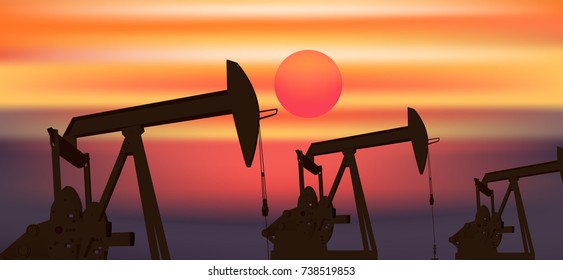 Oil rig silhouetted graphic vector